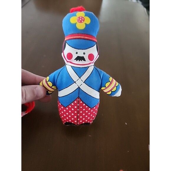 Vintage Calico Handmade Fabric Cloth Christmas Ornaments 1970 Set of 5 Nostalgia - Picture 7 of 10